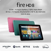 Tablette 8 po 64 Go FireOS Fire HD 8 (2024) d'Amazon avec processeur à 6 coeurs MTK/MT8169A - Noir