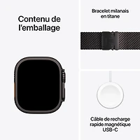 Apple Watch Ultra 2 (GPS + Cellulaire) avec boîtier de 49 mm en titane noir et bracelet milanais en titane noir par TELUS - P - Financement mensuel