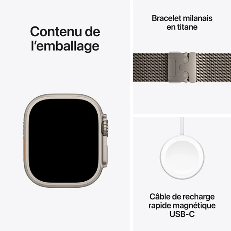 TELUS Apple Watch Ultra 2 (GPS + Cellular) 49mm Natural Titanium Case w/Natural Titanium Milanese Loop - S - Monthly Financing