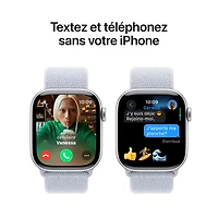 Apple Watch Series 10 (GPS + Cellulaire) avec boîtier de mm en aluminium argenté et bracelet sport nuage bleu par TELUS