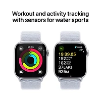 Apple Watch Series 10 (GPS + Cellulaire) avec boîtier de mm en aluminium argenté et bracelet sport nuage bleu par TELUS