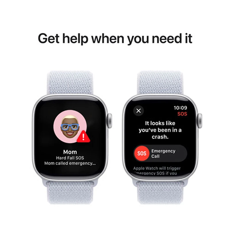 Apple Watch Series 10 (GPS + Cellulaire) avec boîtier de mm en aluminium argenté et bracelet sport nuage bleu par TELUS