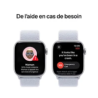 Apple Watch Series 10 (GPS + Cellulaire) avec boîtier de mm en aluminium argenté et bracelet sport nuage bleu par TELUS