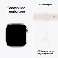 Apple Watch Series 10 (GPS + Cellulaire) avec boîtier de mm en aluminium rose doré et bracelet sport fard clair de TELUS - M