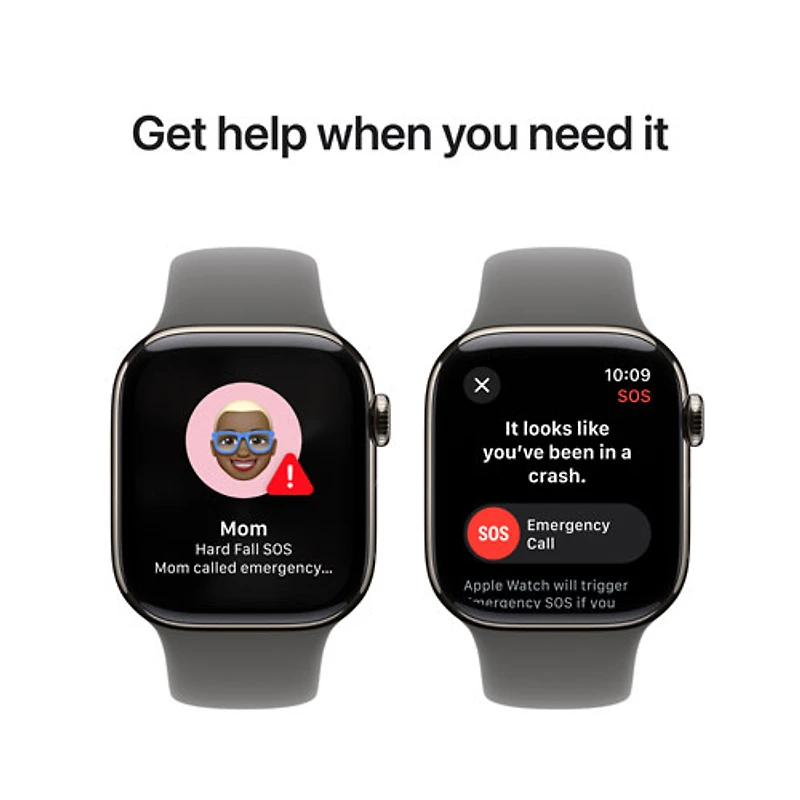 Apple Watch Series 10 (GPS + Cellulaire) avec boîtier de mm en titane naturel et bracelet gris pierre par TELUS - /M