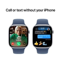 TELUS Apple Watch Series 10 (GPS + Cellular) 46mm Silver Aluminum Case with Denim Sport Band-M/L-Monthly Financing