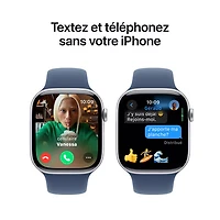 TELUS Apple Watch Series 10 (GPS + Cellular) 46mm Silver Aluminum Case with Denim Sport Band-M/L-Monthly Financing