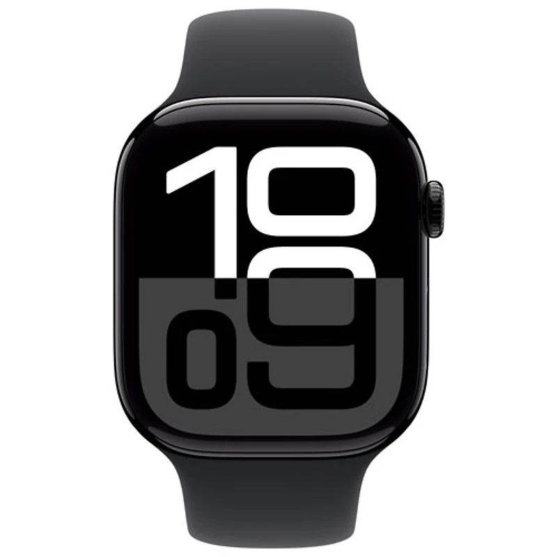 TELUS Apple Watch Series 10 (GPS + Cellular) 46mm Jet Black Aluminum Case w/Black Sport Band -S/M- Monthly Financing