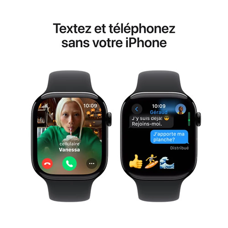 TELUS Apple Watch Series 10 (GPS + Cellular) 46mm Jet Black Aluminum Case w/Black Sport Band-M/L-Monthly Financing