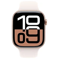 Apple Watch Series 10 (GPS + Cellulaire) avec boîtier de 46 mm en aluminium rose doré et bracelet sport fard clair de TELUS - P/M - Financement mensuel