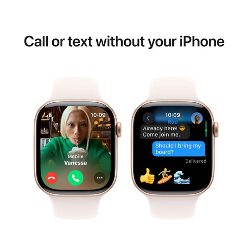 Apple Watch Series 10 (GPS + Cellulaire) avec boîtier de 46 mm en aluminium rose doré et bracelet sport fard clair de TELUS - P/M - Financement mensuel