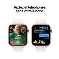 Apple Watch Series 10 (GPS + Cellulaire) avec boîtier de 46 mm en aluminium rose doré et bracelet sport fard clair de TELUS - P/M - Financement mensuel