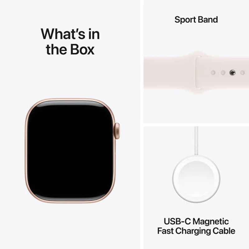 Apple Watch Series 10 (GPS + Cellulaire) avec boîtier de 46 mm en aluminium rose doré et bracelet sport fard clair de TELUS - P/M - Financement mensuel
