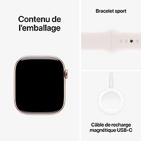 Apple Watch Series 10 (GPS + Cellulaire) avec boîtier de 46 mm en aluminium rose doré et bracelet sport fard clair de TELUS - P/M - Financement mensuel