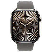 TELUS Apple Watch Series 10 (GPS + Cellular) 46mm Natural Titanium Case w/Stone Grey Sport Band -/M- Monthly Financing