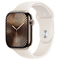 Apple Watch Series 10 (GPS + Cellulaire) avec boîtier de mm en titane doré et bracelet sport comète par TELUS - /M