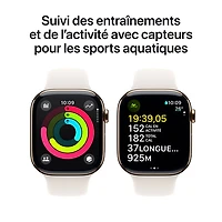 Apple Watch Series 10 (GPS + Cellulaire) avec boîtier de mm en titane doré et bracelet sport comète par TELUS - /M