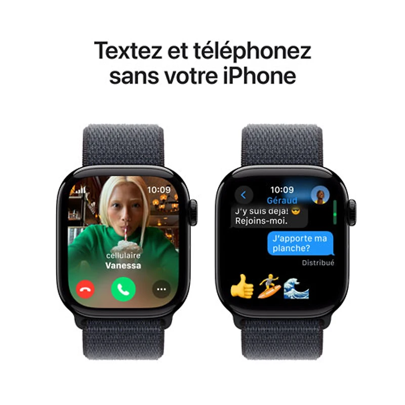 Apple Watch Series 10 (GPS + Cellulaire) avec boîtier de 42 mm en aluminium noir de jais et bracelet sport encre par Rogers - Financement mensuel