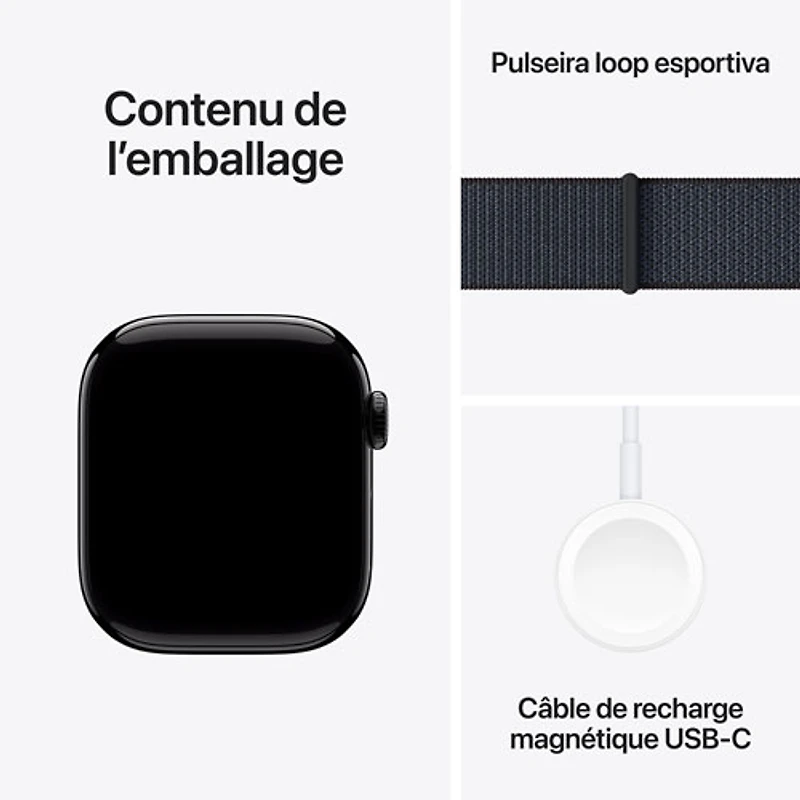 Apple Watch Series 10 (GPS + Cellulaire) avec boîtier de 42 mm en aluminium noir de jais et bracelet sport encre par Rogers - Financement mensuel