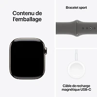 Apple Watch Series 10 (GPS + Cellulaire) avec boîtier de 42 mm en titane naturel et bracelet gris pierre de Rogers - /M