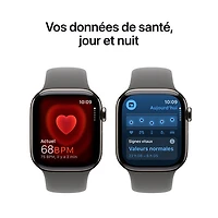 Apple Watch Series 10 (GPS + Cellulaire) avec boîtier de 42 mm en titane naturel et bracelet gris pierre de Rogers - /M