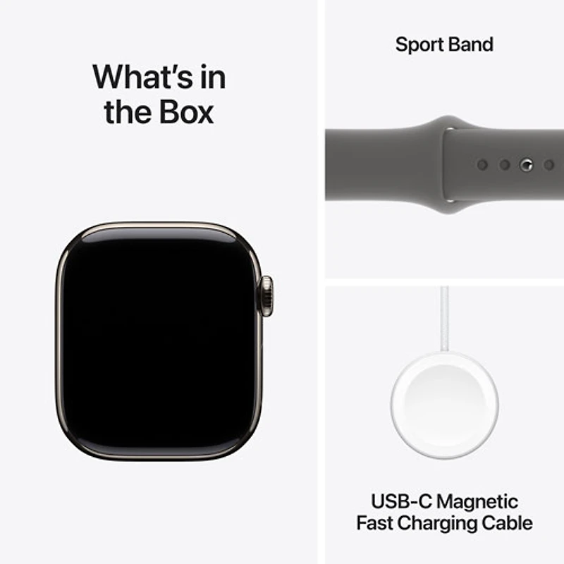 Rogers Apple Watch Series 10 (GPS + Cellular) 42mm Natural Titanium Case with Stone Grey Sport Band - M/L - Monthly Financing