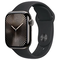 Apple Watch Series 10 (GPS + Cellulaire) avec boîtier de mm en titane ardoise et bracelet sport noir par Rogers - M