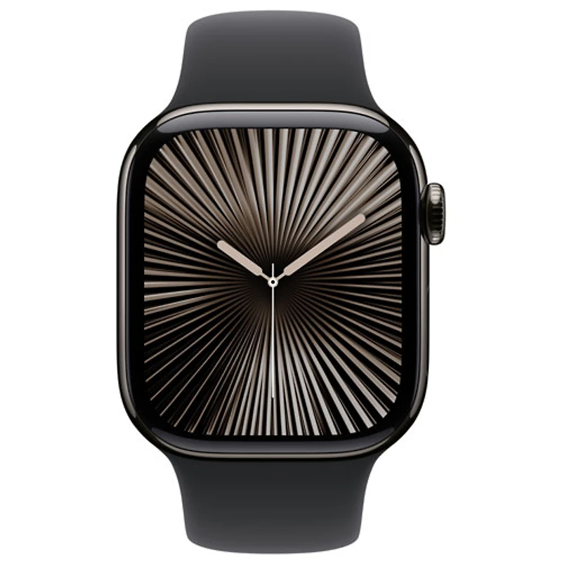 Apple Watch Series 10 (GPS + Cellulaire) avec boîtier de mm en titane ardoise et bracelet sport noir par Rogers - M