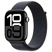 Apple Watch Series 10 (GPS + Cellulaire) avec boîtier de 46 mm en aluminium noir de jais et bracelet sport encre de Rogers - Financement mensuel