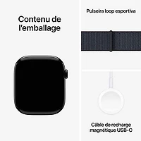 Apple Watch Series 10 (GPS + Cellulaire) avec boîtier de 46 mm en aluminium noir de jais et bracelet sport encre de Rogers - Financement mensuel