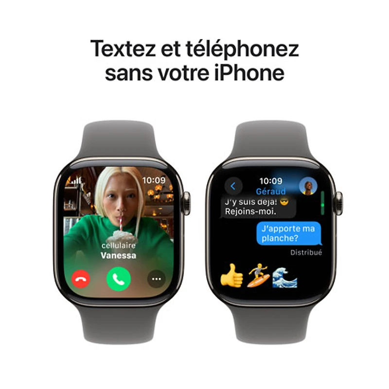 Apple Watch Series 10 (GPS + Cellulaire) avec boîtier de 46 mm en titane naturel et bracelet gris pierre par Rogers - /M