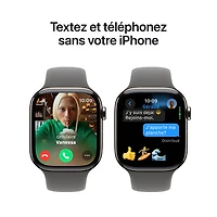 Apple Watch Series 10 (GPS + Cellulaire) avec boîtier de 46 mm en titane naturel et bracelet gris pierre par Rogers - /M