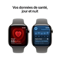 Apple Watch Series 10 (GPS + Cellulaire) avec boîtier de 46 mm en titane naturel et bracelet gris pierre par Rogers - /M
