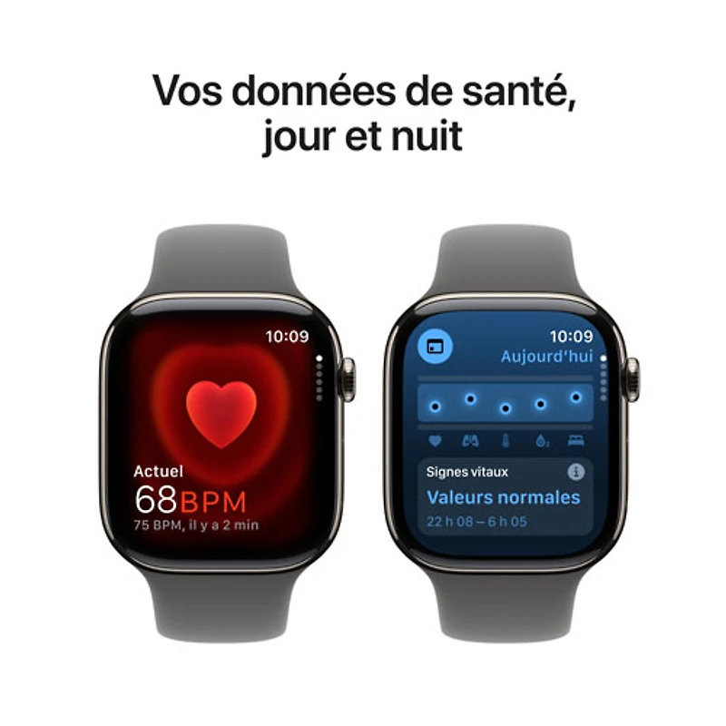 Apple Watch Series 10 (GPS + Cellulaire) avec boîtier de 46 mm en titane naturel et bracelet gris pierre par Rogers - M/G - Financement mensuel