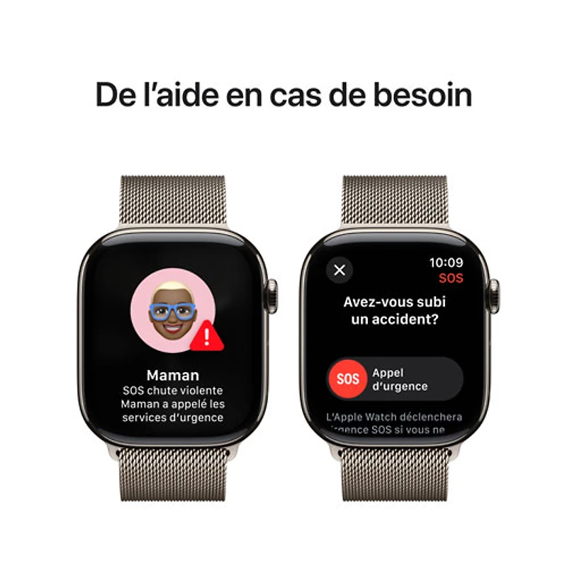 Apple Watch Series 10 (GPS + Cellulaire) avec boîtier de 46 mm en titane naturel et bracelet milanais naturel par Rogers - M/G - Financement mensuel