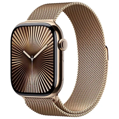 Rogers Apple Watch Series 10 (GPS + Cellular) 46mm Gold Titanium Case with Gold Milanese Loop - M/L - Monthly Financing