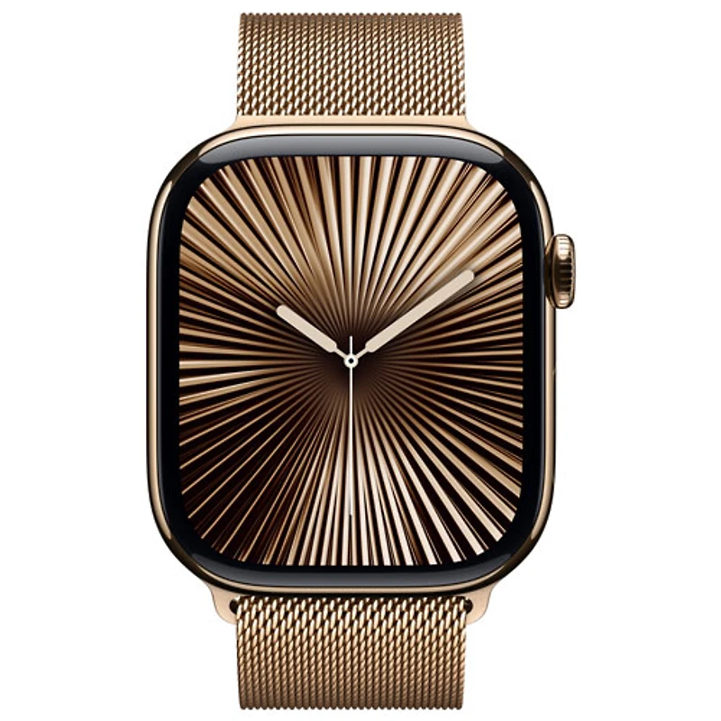 Rogers Apple Watch Series 10 (GPS + Cellular) 46mm Gold Titanium Case with Gold Milanese Loop - M/L - Monthly Financing