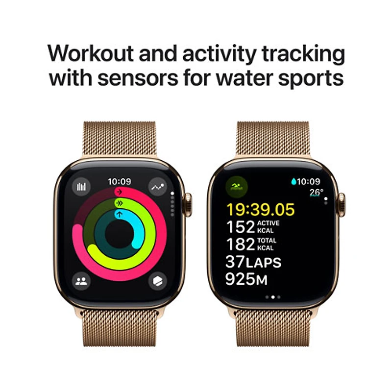 Rogers Apple Watch Series 10 (GPS + Cellular) 46mm Gold Titanium Case with Gold Milanese Loop - M/L - Monthly Financing