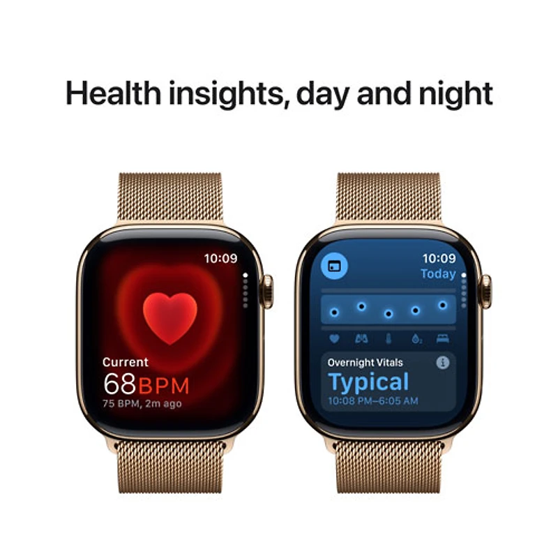 Rogers Apple Watch Series 10 (GPS + Cellular) 46mm Gold Titanium Case with Gold Milanese Loop - M/L - Monthly Financing