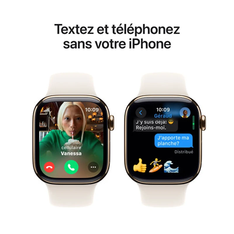 Rogers Apple Watch Series 10 (GPS + Cellular) 42mm Gold Titanium Case w/Starlight Sport Band - M/L - Monthly Financing