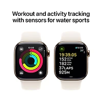 Rogers Apple Watch Series 10 (GPS + Cellular) 42mm Gold Titanium Case w/Starlight Sport Band - M/L - Monthly Financing