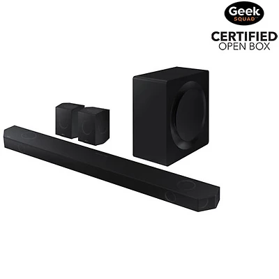 Boîte ouverte - Barre de son 11.1.4 canaux HW-Q990D/ZC de Samsung avec haut-parleur d'extrêmes graves sans fil et haut-parleurs arrière orientés vers le haut - Noir graphite