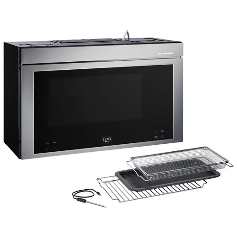Four à micro-ondes à hotte intégrée de KitchenAid avec capteur infrarouge - 1,1 pi³ - Acier inoxydable PrintShield
