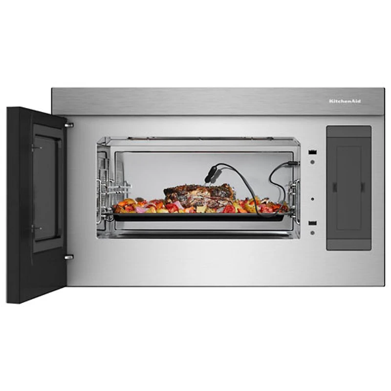 Four à micro-ondes à hotte intégrée de KitchenAid avec capteur infrarouge - 1,1 pi³ - Acier inoxydable PrintShield