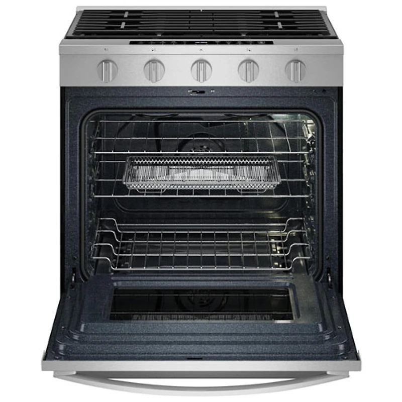 Whirlpool 30" 5.0 Cu. Ft. True Convection 5-Burner Slide-In Gas Air Fry Range (WSGS7530RZ) - Resistant Stainless Steel