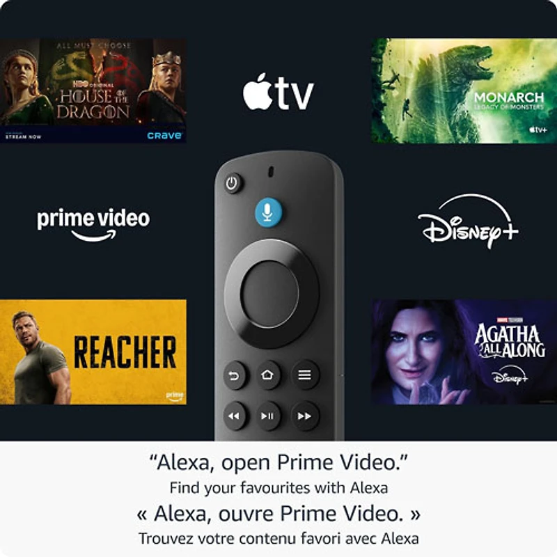 Clé de diffusion multimédia en continu Fire TV Stick HD (2024) avec télécommande vocale Alexa d'Amazon