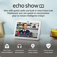 Écran intelligent Echo Show 8 (3e génération) d'Amazon avec son spatial et Alexa - Glacier