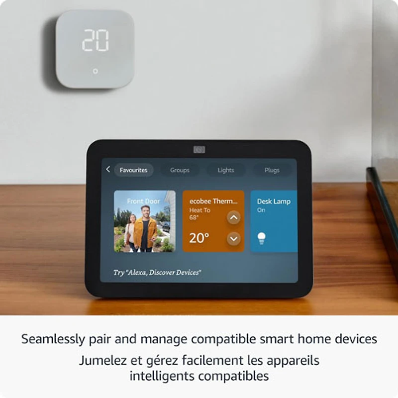 Écran intelligent Echo Show 8 (3e génération) d'Amazon avec son spatial et Alexa - Glacier