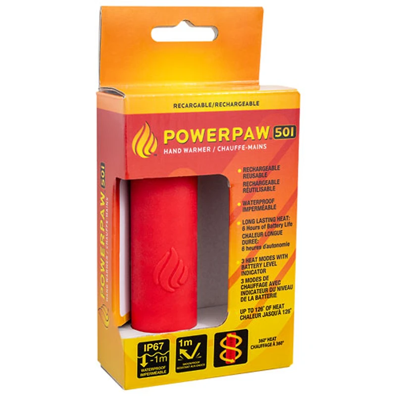 Chauffe-mains électrique rechargeable POWERPAW 501 de Panther Vision - Rouge