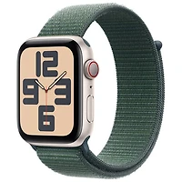 Apple Watch SE (GPS + Cellular) avec boîtier de 44 mm en aluminium comète et bracelet sport à rabat vert lacustre par TELUS - Financement mensuel